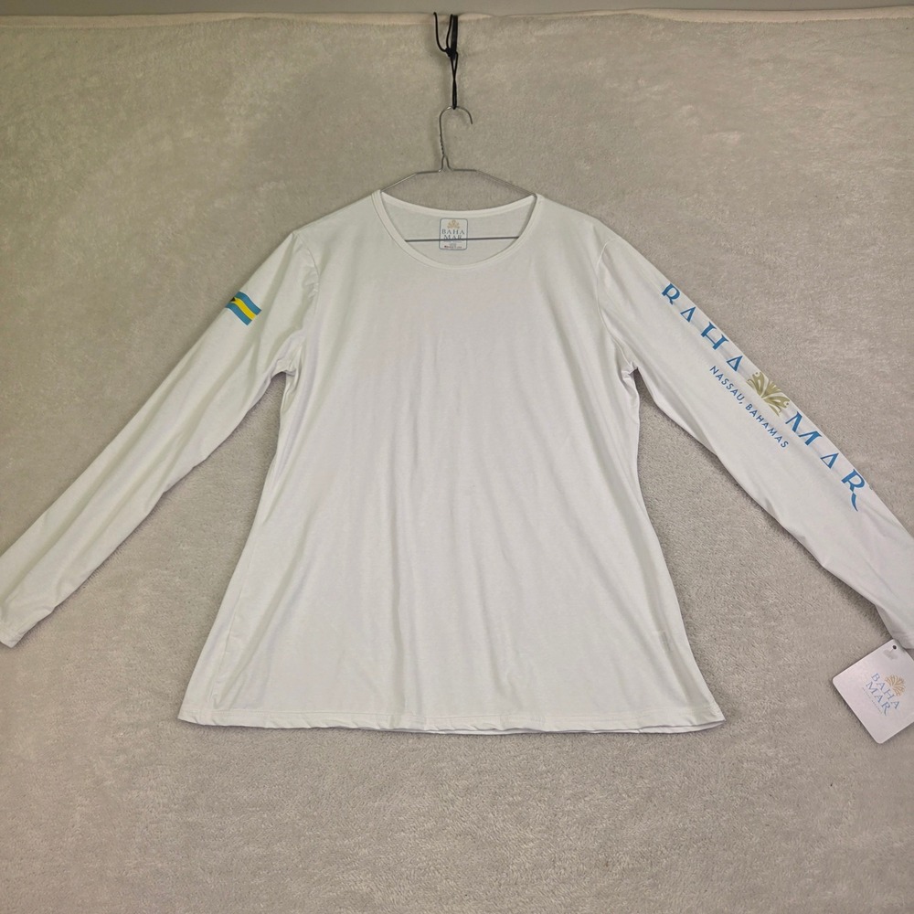 Baha Mar Nassau Bahamas Long Sleeve Performance Shirt White Large Made in USA